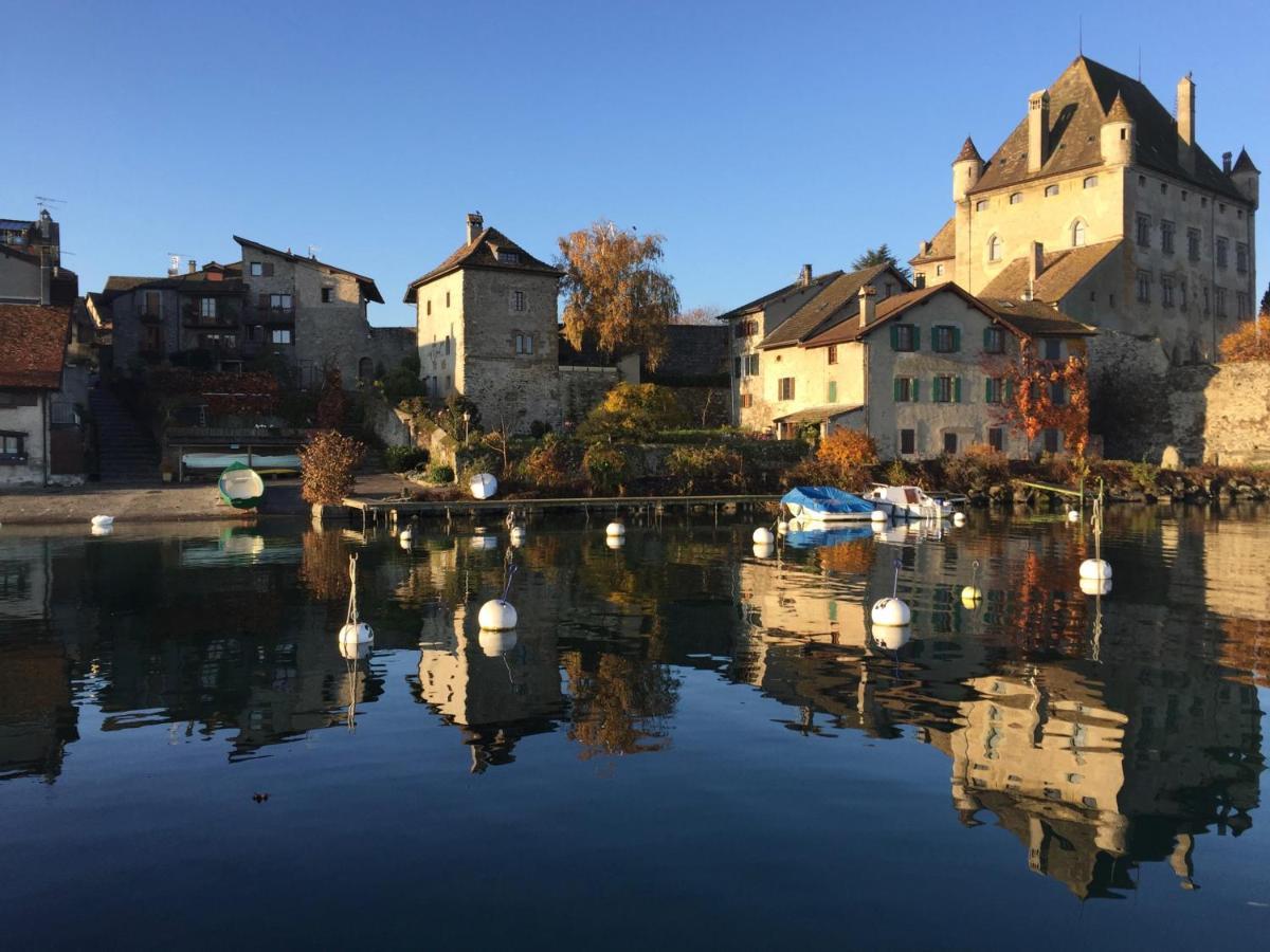 A Room With A View - Maisonnette Dans Bourg Medieval Au Bord Du Lac Leman อีวัวค์ ภายนอก รูปภาพ